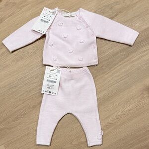 Zara Pink Baby Knit Sweater and Pants Set